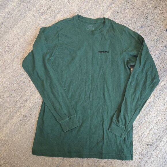 Patagonia Shirt Mens Small Green Crew Neck Long Sleeve Graphic Outdoors - Picture 1 of 6